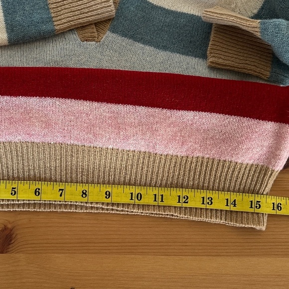 Old Navy | Rainbow Stripe Lambswool Hooded Sweater | Cozy Vintage V-Neck - Picture 8 of 8